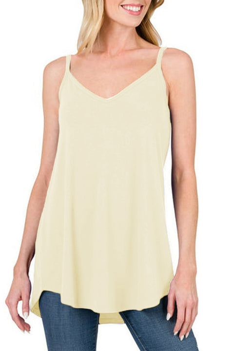 Pitaya Pink Spaghetti Strap V-Neck Flowy Tunic Tank Top