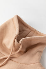 Light French Beige Drawstring Turtleneck Dolman Sleeve Sweatshirt