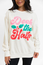 Beige Deek the Halls Graphic Round Neck Sweatshirt