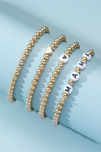 Gold MAMA Heart Bead 4Pcs Bracelets Set