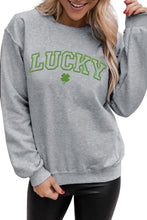 LUCKY Clover Embroidered Pullover Sweatshirt