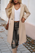 Apricot Single Breasted Lapel Collar Flap Pocketed Overcoat