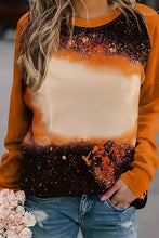 Gold Flame Tie Dye Bleached Print Raglan Sleeve Top