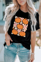 Black Pumpkin Flower Square Graphic Tee