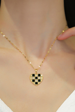 Gold Checker Heart Shape Pendant Necklace