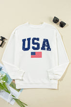 White USA Flag Corded Graphic Sweatshirt