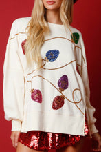 Apricot Bright Christmas Lights Sequined Oversized Sweatshirt