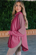 Sudadera con capucha henley extragrande con bolsillos laterales y patchwork de rosas