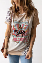 Khaki Bleached WILD WEST Cowboy Leopard Graphic Tee