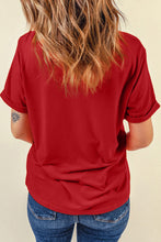 Camiseta navideña con cuello redondo y gráfico de Papá Noel rojo