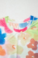 Multicolour Floral Mesh Lettuce Trim Cropped T Shirt