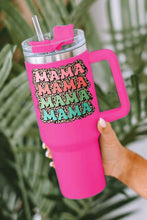 Taza aislante de acero inoxidable con estampado de leopardo Mama con asa de 40 oz