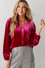 Pitaya Pink Buttoned V Neck Chest Pocket Velvet Shirt