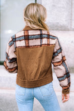 Khaki Plaid Corduroy Flap Pockets Boxy Chunky Jacket