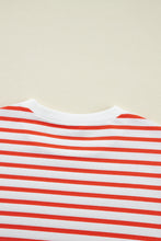 Orange Stripe Drop Shoulder Crew Neck Loose Sweatshirt