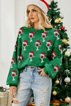 Dark Green Cheer for Christmas Round Neck Casual Sweater