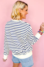 Blue Stripe Chenille FIRECRACKER Embroidered Sweatshirt