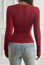 Racing Red Solid Color Mesh Patchwork Long Sleeve Slim Top