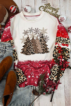 Red Tie Dye Leopard Christmas Tree Graphic Top