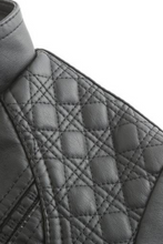 Black Quilted Detail Zip Leatherette Moto Jacket