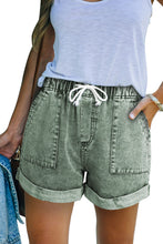 Pocketed Drawstring High Waist Denim Shorts