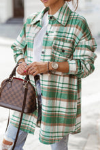 Sky Blue Plaid Flap Pocket Long Sleeve Shacket