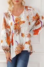 Multicolour Floral Print V Neck Babydoll Blouse