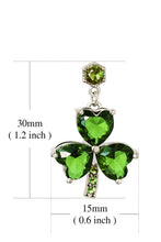 Mist Green Clover Diamond Studded Dangle Earrings