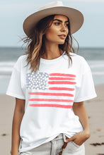 White American Flag Pattern Crew Neck Short Sleeve Tee