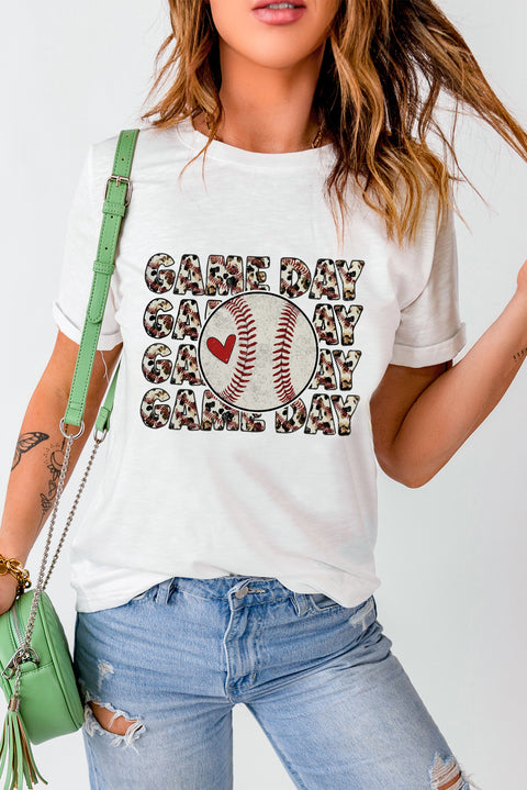 White Leopard GAME DAY Baseball Graphic T Shirt