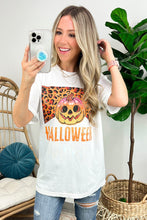 White Leopard Pumpkin Face HALLOWEEN Graphic T Shirt