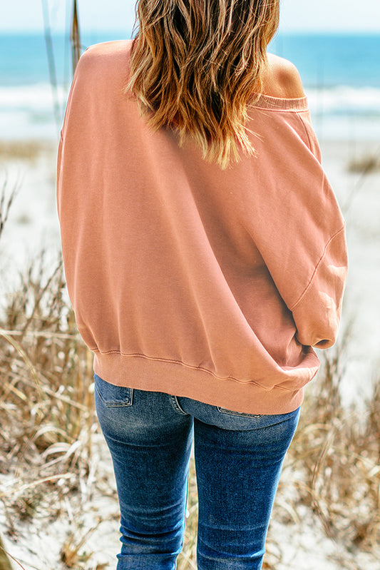 Sudadera con hombros caídos y bolsillo canguro 