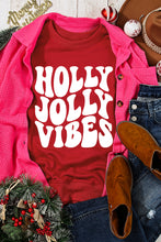 Red HOLLY JOLLY VIBES Graphic Crewneck Christmas Sweatshirt