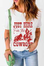 White JUST HERE For THE COWBOY Cuffed Sleeve Crew Neck T Shirt