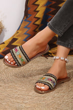 Chestnut Bohemian Pattern Crochet Faux Leather Beach Slippers