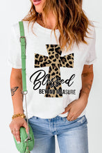 Caqui Camiseta gráfica de manga corta con estampado de leopardo AMEN