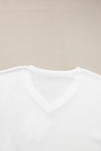 White Flower Applique Texture Knitted V Neck Top