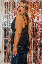 Plus Size Drape Neck Sequin Tank Top