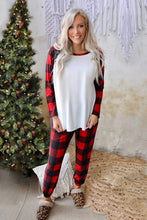 Christmas Pattern Plaid Color Block Two Piece Lounge Set