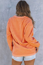 '-3 Pumpkin Letter Print Oversized Corduroy Sweatshirt