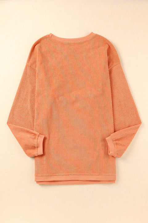 Orange JOLENE Ribbed Corded Oversized Sweatshirt