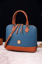 Ashleigh Blue Color Contrast PU Leather Zipper Tote Bag