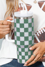 Blackish Green Full Rhinestone Checkerboard Handled Tumbler 40oz