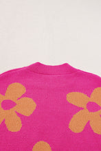 Rose Big Flower Pattern Mock Neck Long Sleeve Sweater