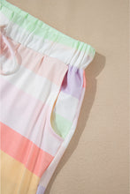 White Rainbow Striped T Shirt and Shorts Set