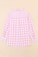 Pink Mix Checked Patchwork Long Sleeve Shirt