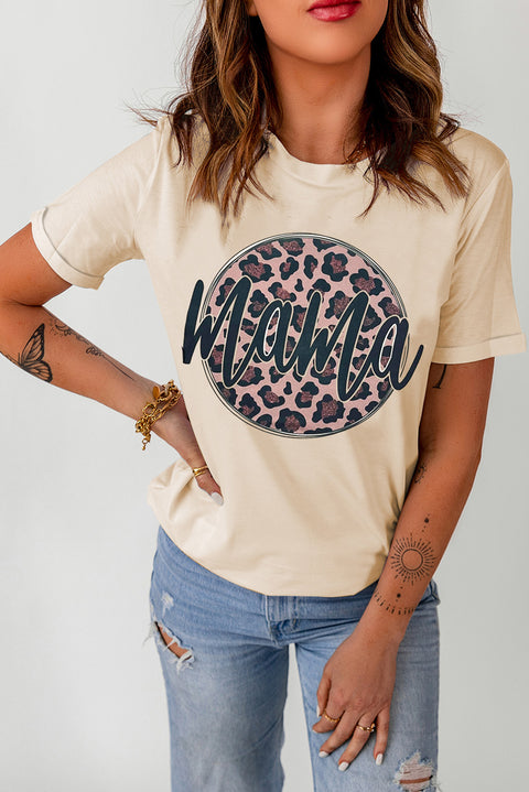 MOM life is the best life Leopard Print Graphic T Shirt