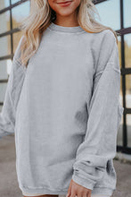 Light Grey Ribbed Corded Oversized Sweatshirt