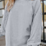 Light Grey Ribbed Corded Oversized Sweatshirt