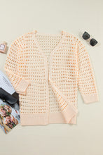 Apricot Solid Color Open Knit Duster Cardigan